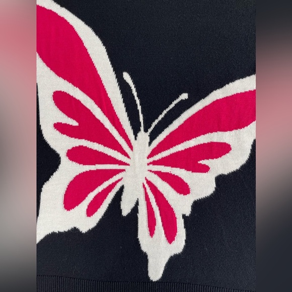 Laurie Felt Black sweater with a groovy, colorful butterfly on front. Size L - Picture 3 of 7